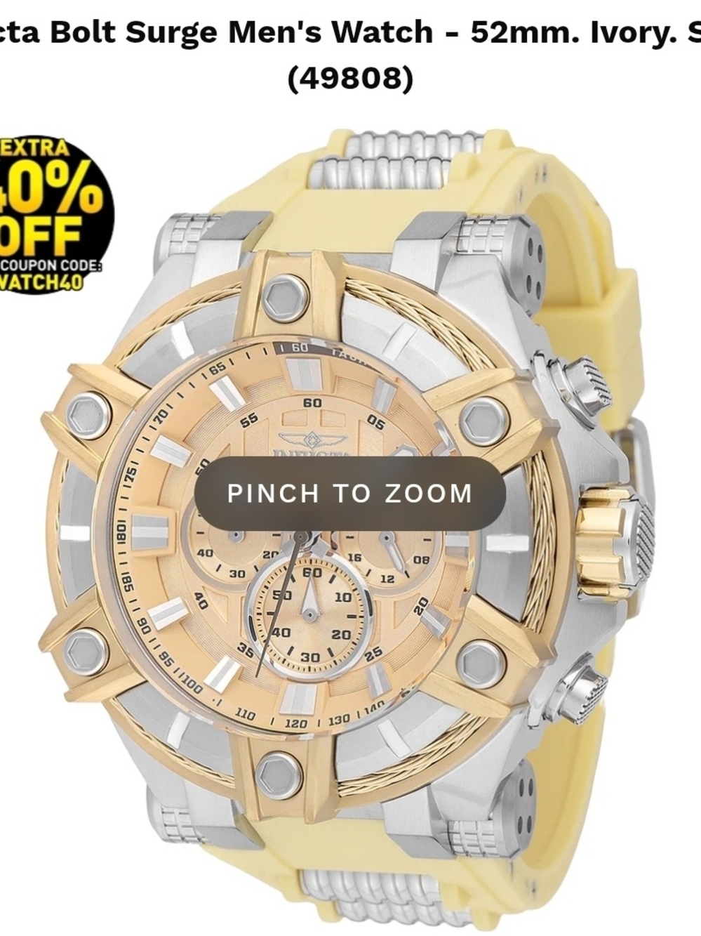 Invicta Men's Two-Tone Gold and Ivory Chronograph Watch